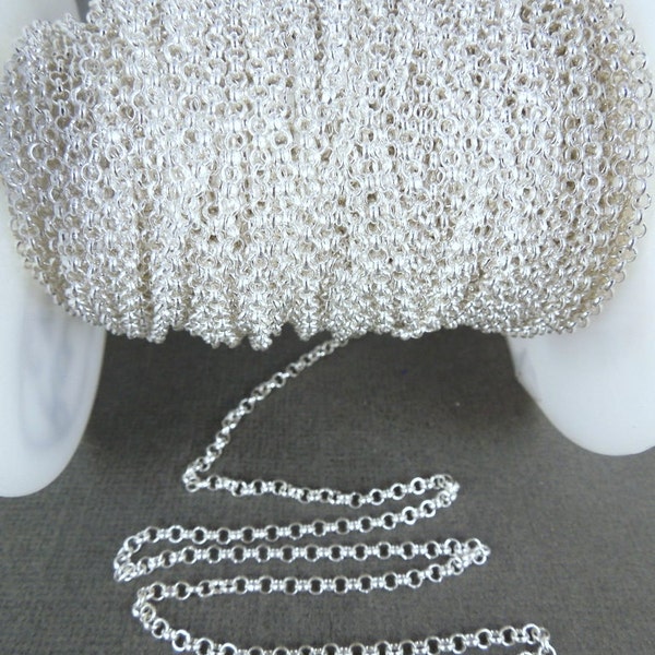 Sterling Silver Round Cable 3mm Rolo Chain-- PER FOOT (Style 748)