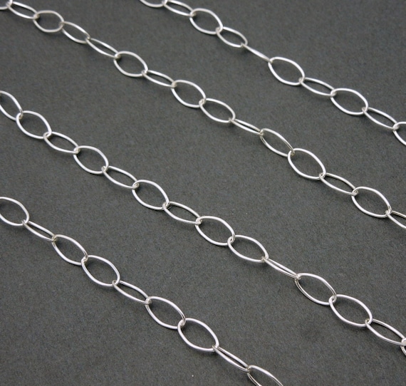 Sterling Silver Chain Sterling Silver 8mm x 5mm Twisted Oval LInk Chain--  BY FOOT (791S)