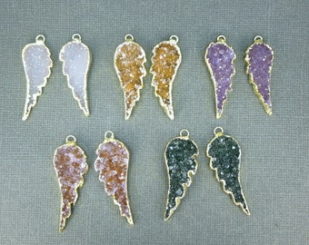 Druzy Wing Charm Pendants electroplated in 24k gold  EXCLUSIVE DESIGN  Just in Druzzy Drusy Druzy Angel Wing Charms Pendants 1 PAIR