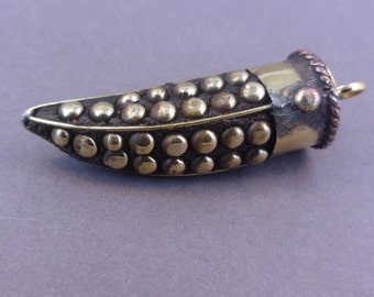 Tibetan Dotted Brass Horn Pendant (S41B14)