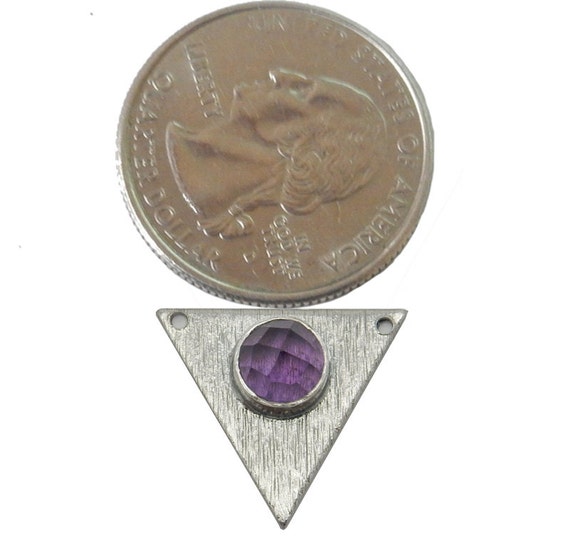 アメジスト ジェムストーン トライアングル - 酸化スターリング