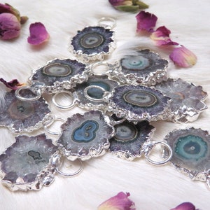 Amethyst Stalactite Pendant with Fancy Bail and Electroplated 24k Gold, Gun Metal or Silver Edge (S88B17) image 5