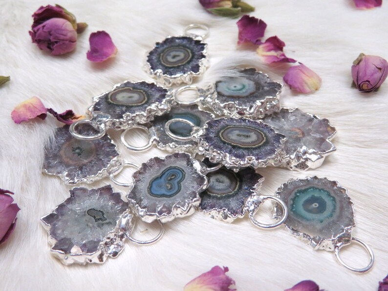 Amethyst Stalactite Pendant with Fancy Bail and Electroplated 24k Gold, Gun Metal or Silver Edge (S88B17) image 5