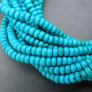 Perline Rondelle in Howlite Turchese -- Perline Rondelle in Howlite Turchese da 4 mm -- 1 FILO (S72B7-02)