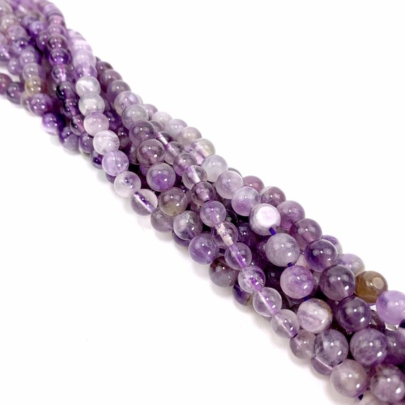 Lot De 5 Perles En Pierre Améthyste Chevron 8mm - Couleur Blanc, Violet, Mauve, Pour Création Bijoux