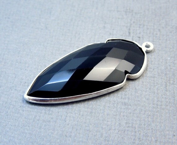アクセサリー Arrohead SS Black Onyx Arrowhead Pendant- 34mm X 17mm Sterling Silver