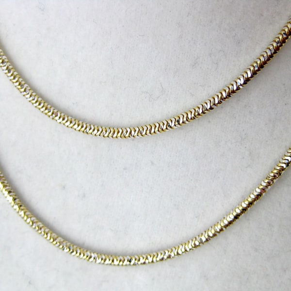 Gold Chain- 18" Two Tone Gold and Silver Finished Snake Chain  (S43B10-02)