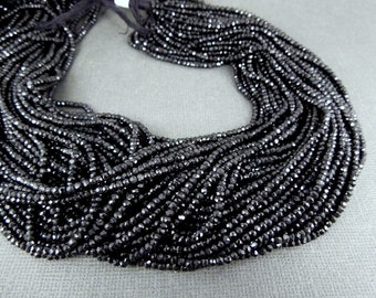 Tiny Black Spinel Beads - 14 Inch Strand (3-4mm)
