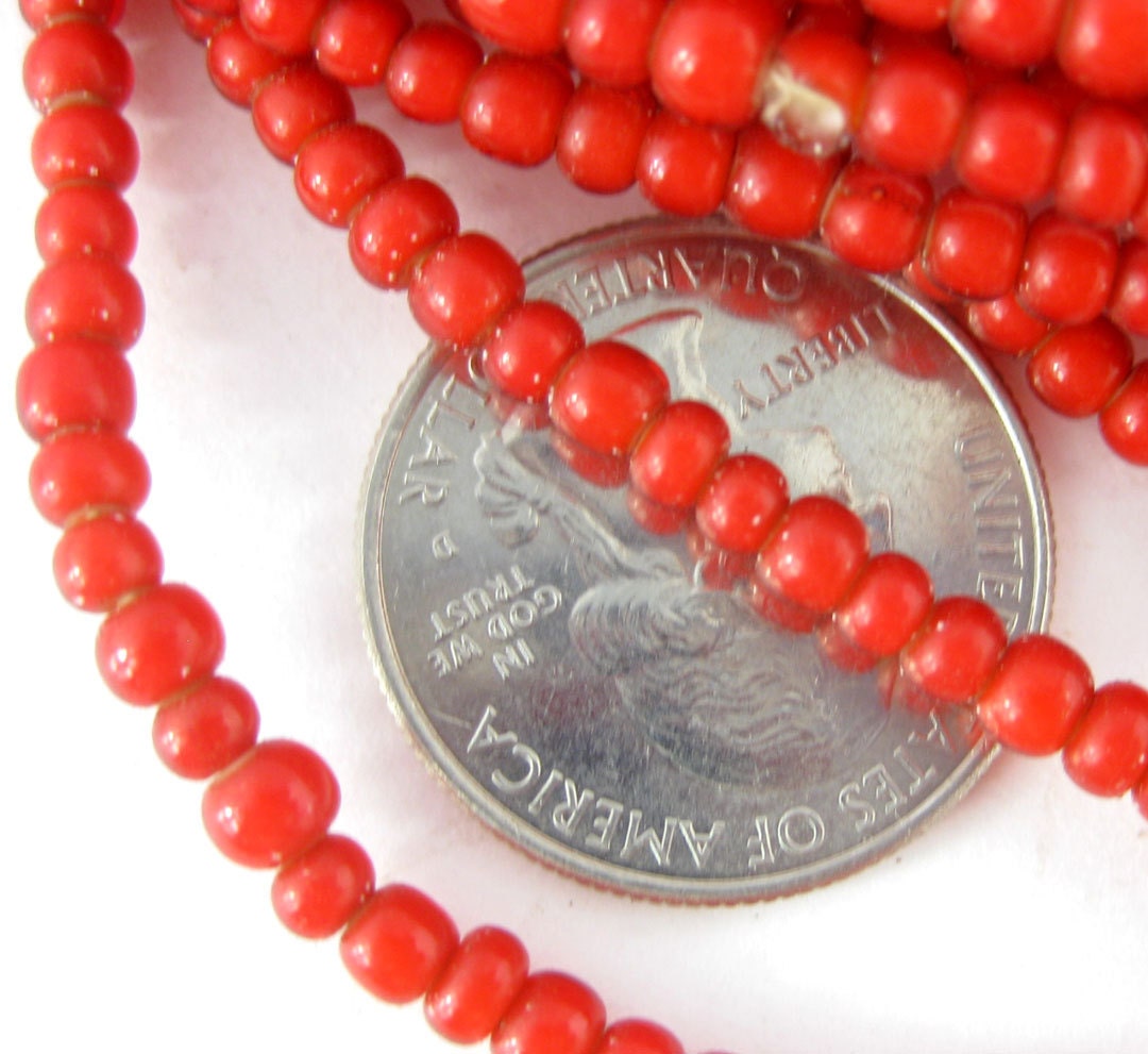 African Trade Beads Tiny African Round Red Beads FULL - Etsy