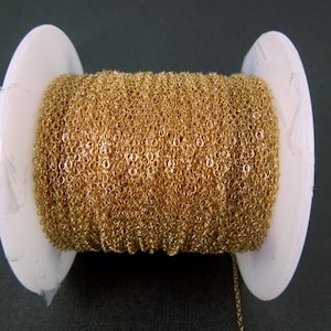 Gold Fill Chain Flat Cable Chain 1.3mm-- By Foot