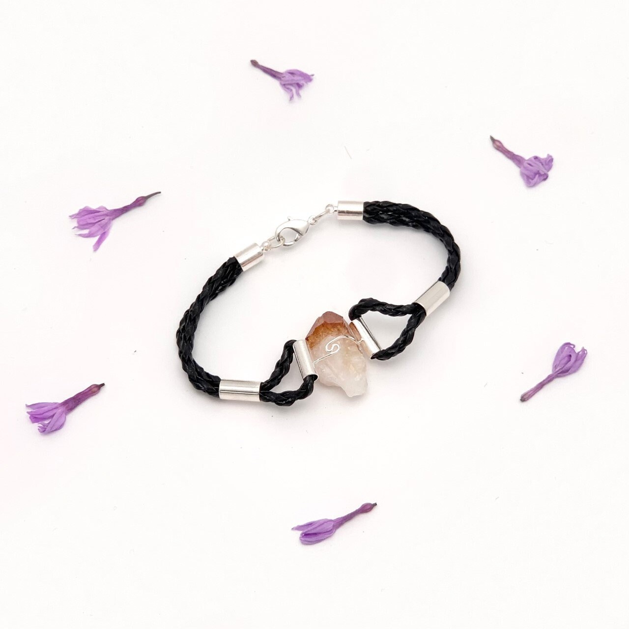 トルマリン、アメジストブレスレット アメジスト、シトリン、トルマリン、クリスタルクォーツ