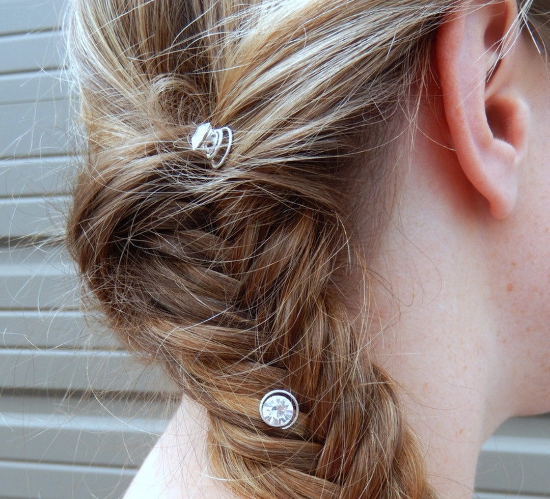 Hair Pin Silver Toned Twist-in Hair Pin With Gemstone Accent
