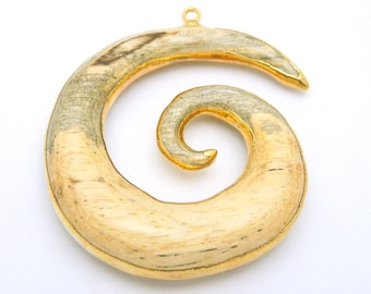 Lovely Bone Swirl Pendant with Electroplated 24k Gold Edges (S19B11-13)