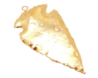 Amazing Single Bail Arrowhead Dipped in 24k gold Electroplated Pendant Charm S73B7-02