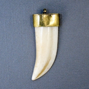 Tibetan White Carved Bone Horn Pendant with Brass Cap - Boho Fashion  (S60B2-03)