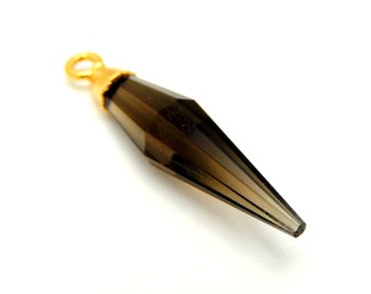 Petite Smokey Quartz Fancy Spike Pendant with 24k Gold Electroplated Cap and Bail (S74B10-05)