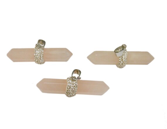 Rose Quartz Point Pendant Large Thin Double Terminated - Etsy