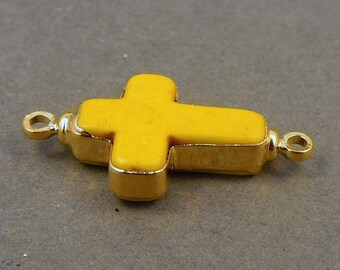 Sideways Cross Link - Side ways Cross Yellow Connector - Electroplated with 24k gold- S3B8-16