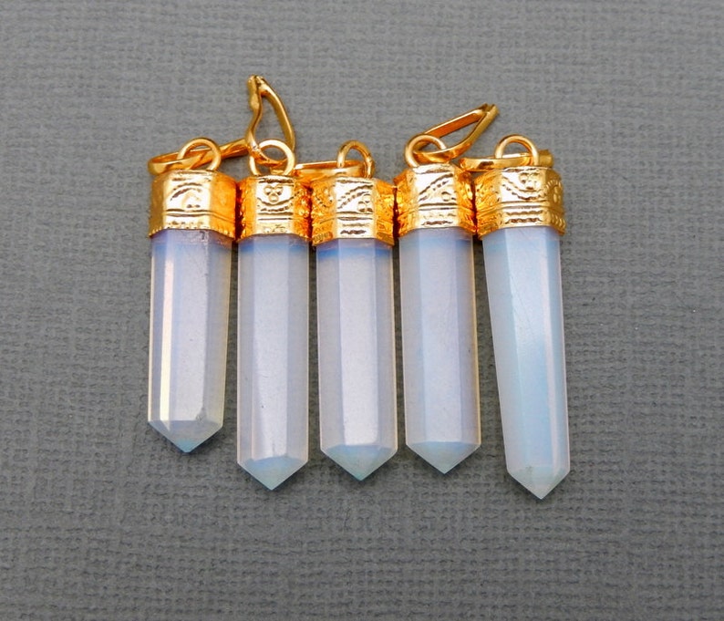 Opalite Pendant Gold Plated Bail Pencil Point Pendant - Etsy
