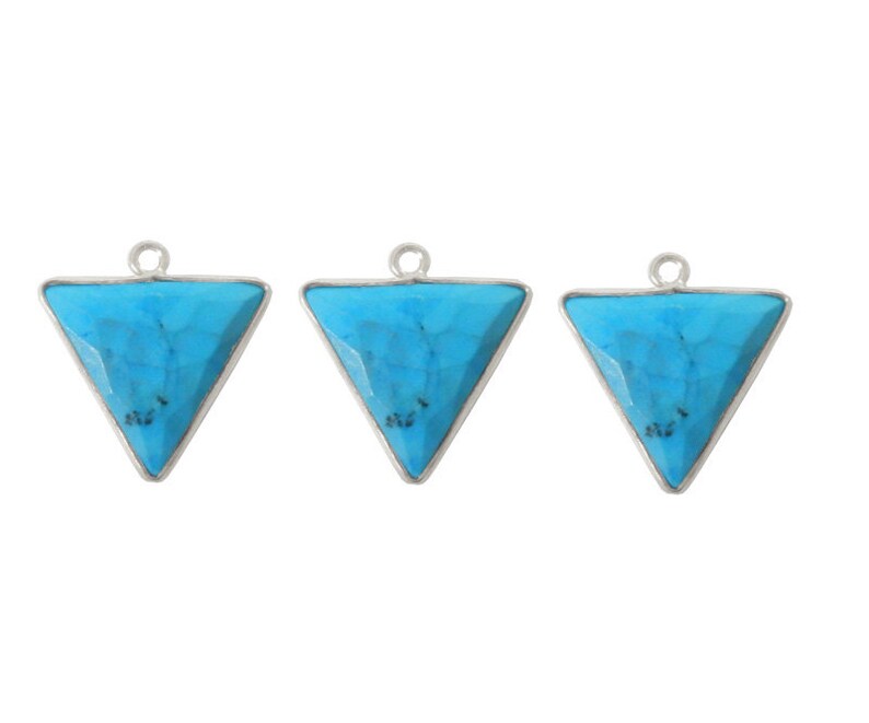 15mm Triangle Charm Pendant with Sterling Silver Bezel WWA-09 Turquoise Howlite Charm Pendant