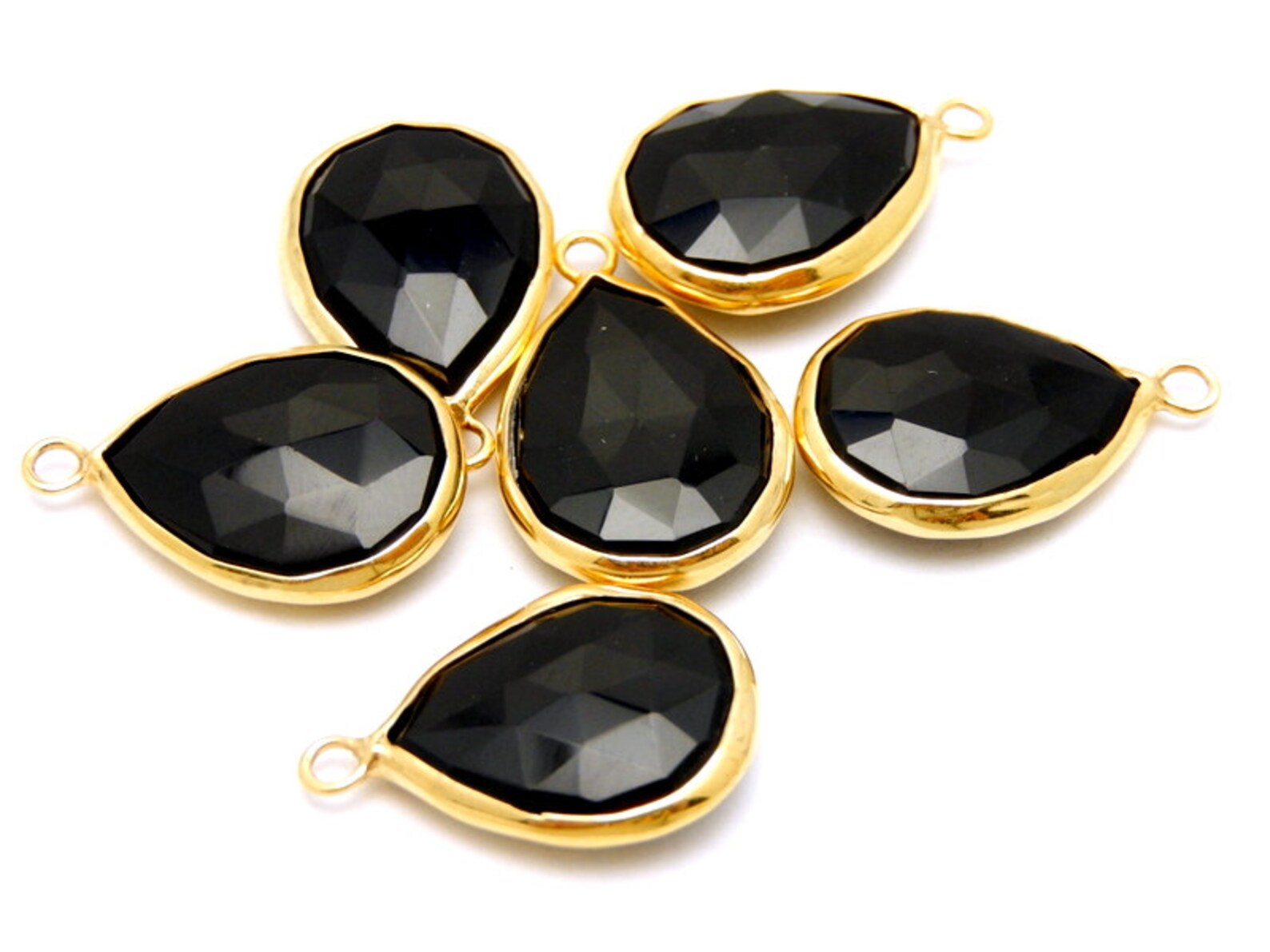 Black Onyx Teardrop Pendant 13mm X 18mm Gold Over Sterling Etsy