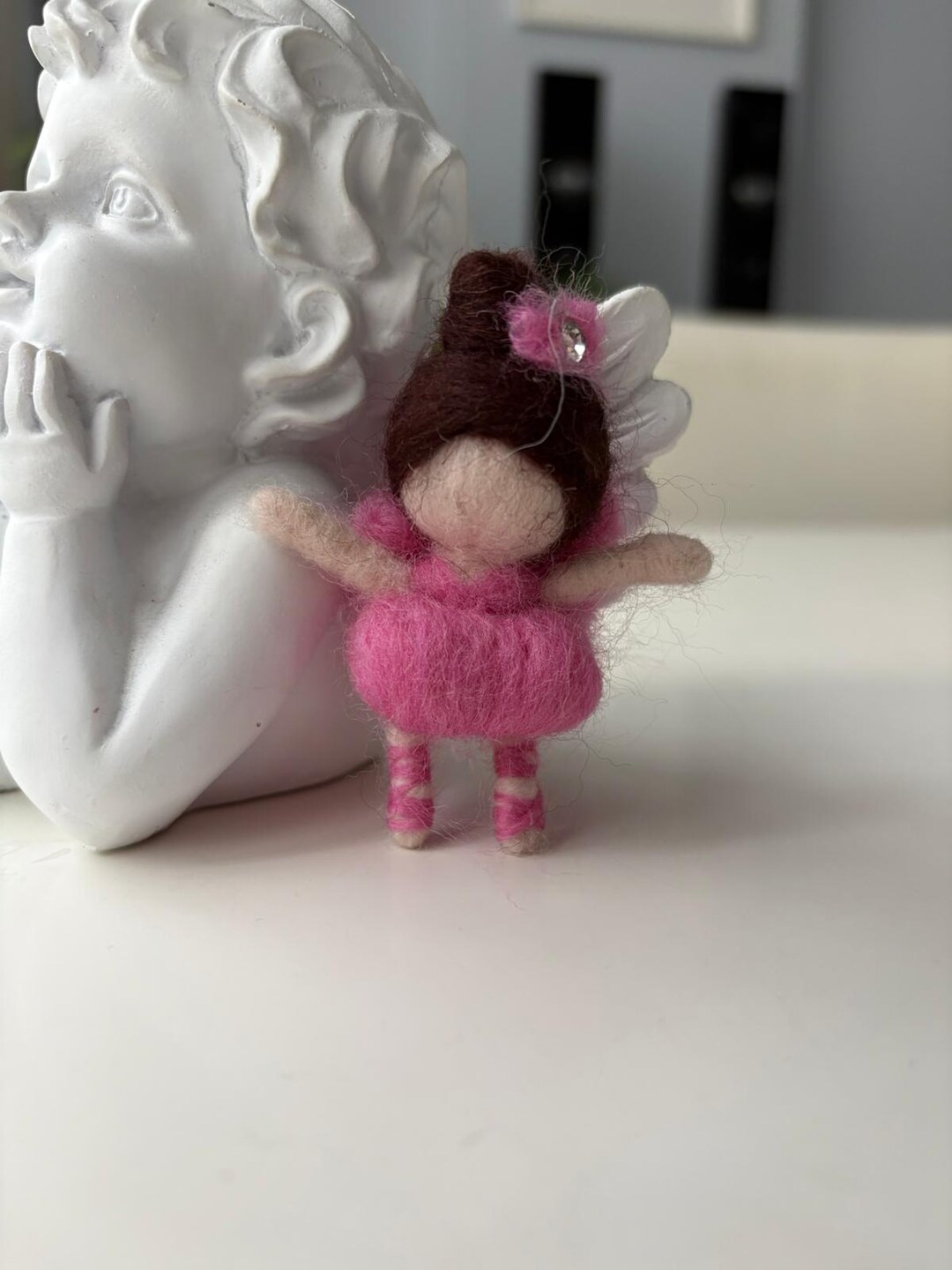 Needle Felted Ballerina Figurine, Pink Wool Fairy, Nursery Decor - Etsy