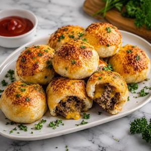 Cheeseburger Bombs Recipe PDF | Easy Family Dinner Recipe | Stuffed Burger Bites | Printable Digital Cookbook Download
