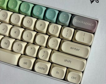 Juego de teclas PBT Rainbow personalizadas, perfil MOA, 124 teclas, leyendas impresas por sublimación.