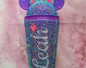 Disney Minnie Mouse Bling Rhinestone Personalised Tumbler 500ml Bow Ears Mickey