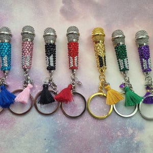 BTS Bias Bling Microphone Keychains Members Rhinestone Keyrings Bangtan Kpop