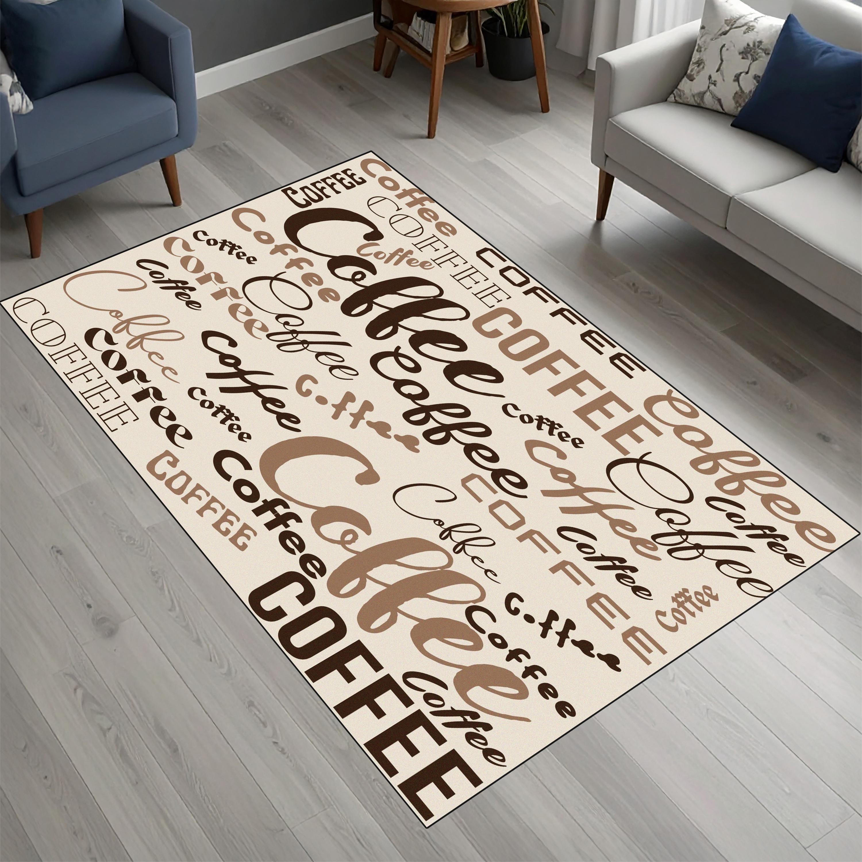 Coffee Room Rug Modern Cafe Style Area Rug, Kitchen Decor Mat, Coffee Lover Gift ...