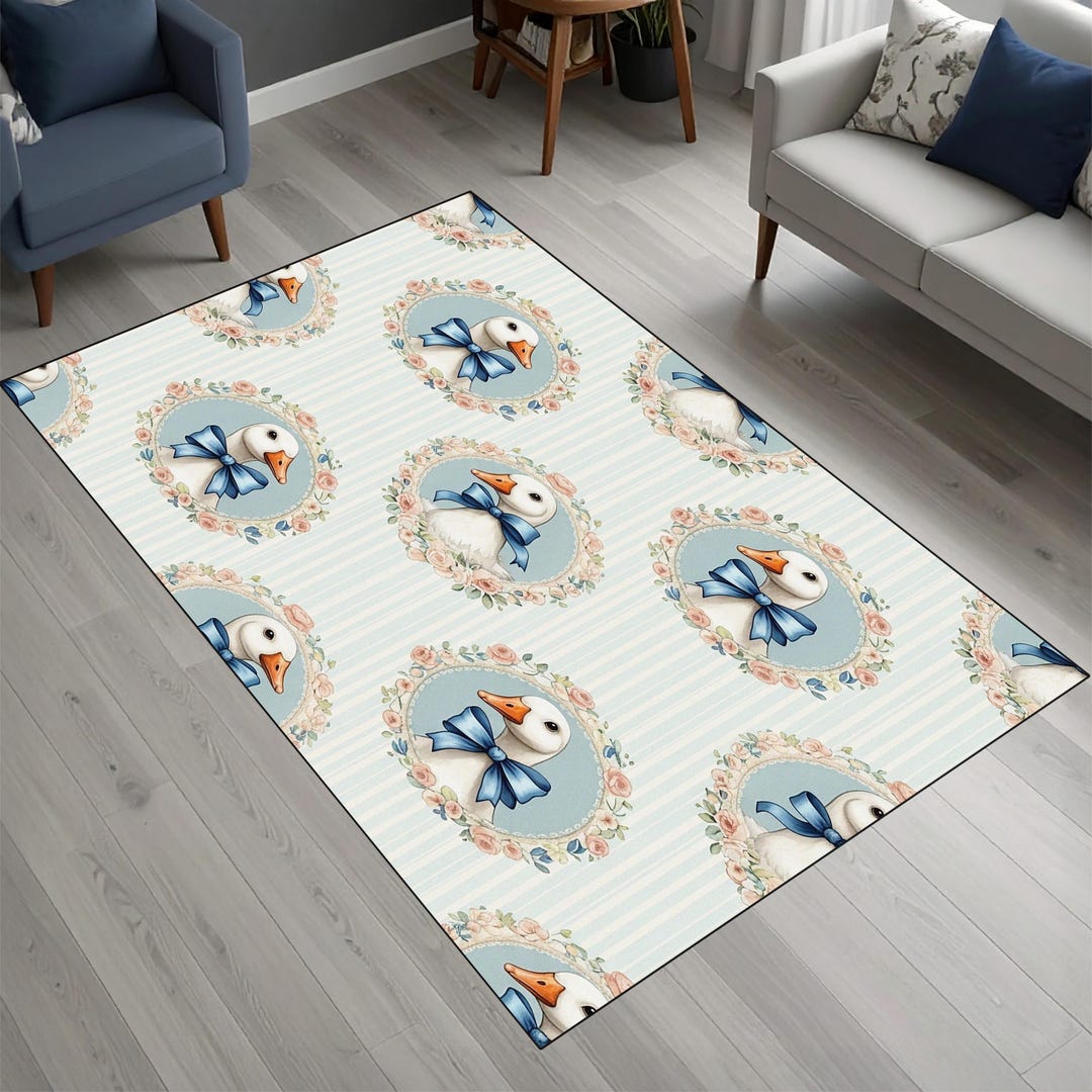 Coquette Rug Vintage Goose Nursery Rug, Coquette Room Decor, Cottagecore Area Rug ...