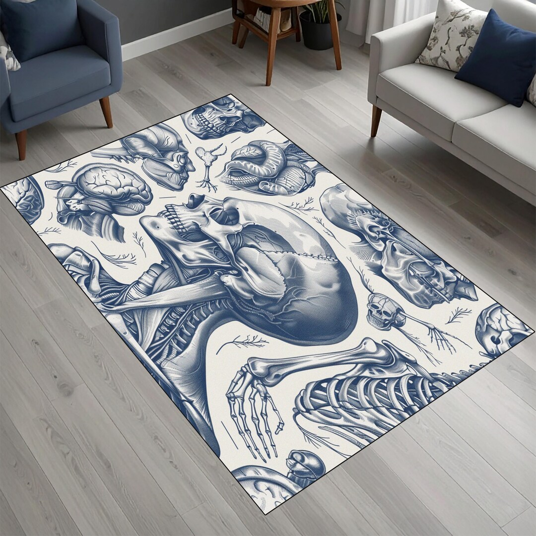 Human Body Rug Human Skeleton Anatomy Carpet, Vintage Medical Poster Style Rug, Gothic ...