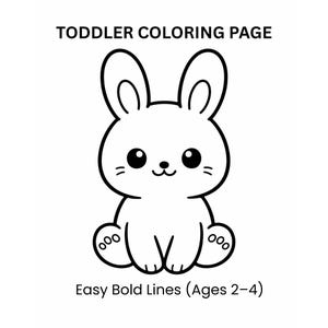 Simple bunny coloring page for toddlers with bold thick lines printable PDF