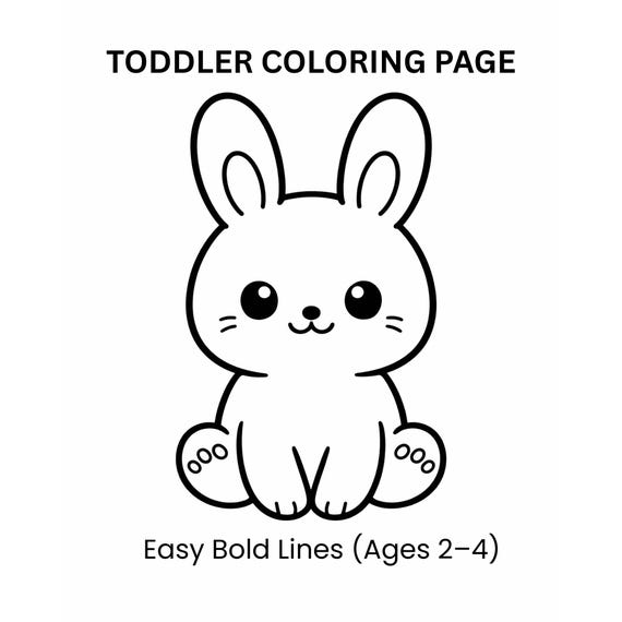 Animal Coloring Page for Kids | Simple Bunny Coloring Page | Easy Toddler Coloring Page PDF | Bold‑Line Animal Activity for Ages 2–4