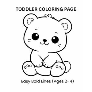 Dibujos para colorear de animales para niños / Dibujos sencillos de osos para colorear / Dibujos fáciles para colorear para niños pequeños en PDF / Dibujos de animales con líneas gruesas para edades de 2 a 4 años