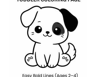 Animal Coloring Page for Kids | Simple Dog Coloring Page | Easy Toddler Coloring Page PDF | Bold‑Line Animal Activity for Ages 2–4