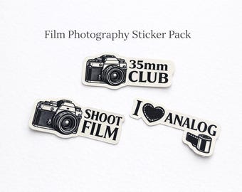 Film Photography Sticker Set | Vintage Camera, 35mm Club, Shoot Film, Analog Photographer Gift