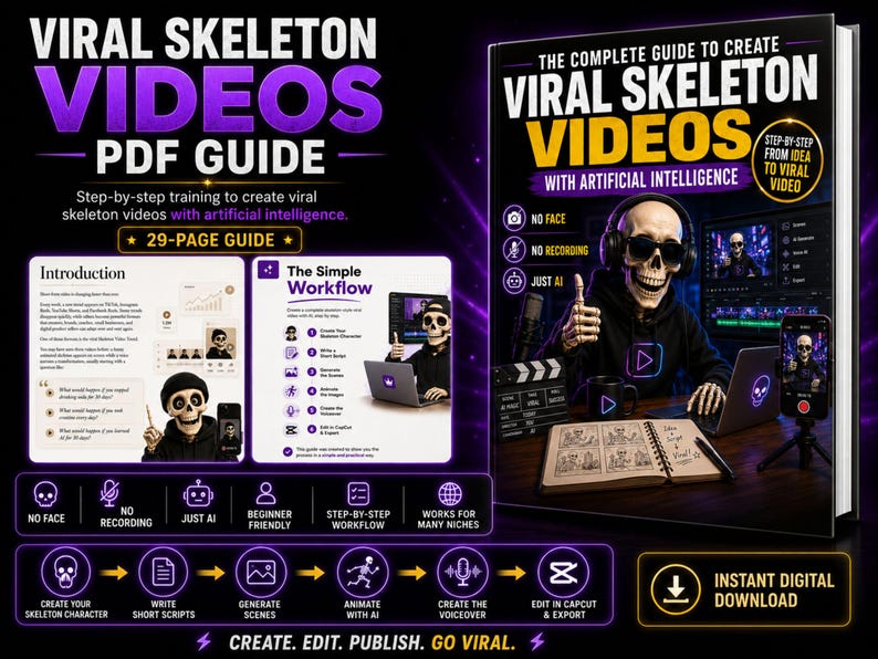 1000+ skeleton videos bonus for TikTok Reels, Shorts, and faceless social media content.