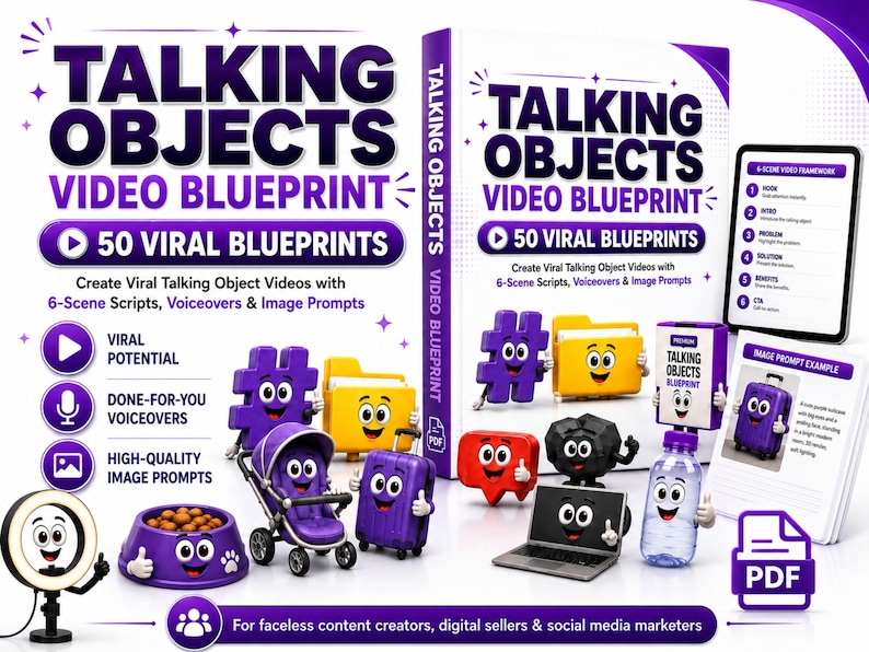 3000+ AI talking objects video bundle for faceless TikTok Reels and YouTube Shorts content.