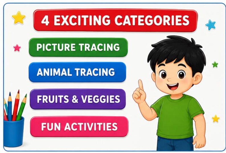 Preschool Tracing Worksheets | Picture, Animal, Fruit Pages (digital ...