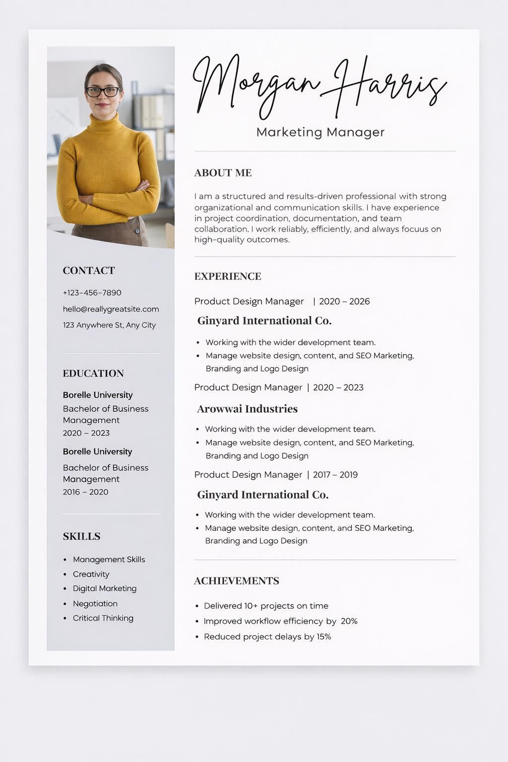 Resume Template Canva ATS Friendly | 2 Page + Cover Letter | Modern ...