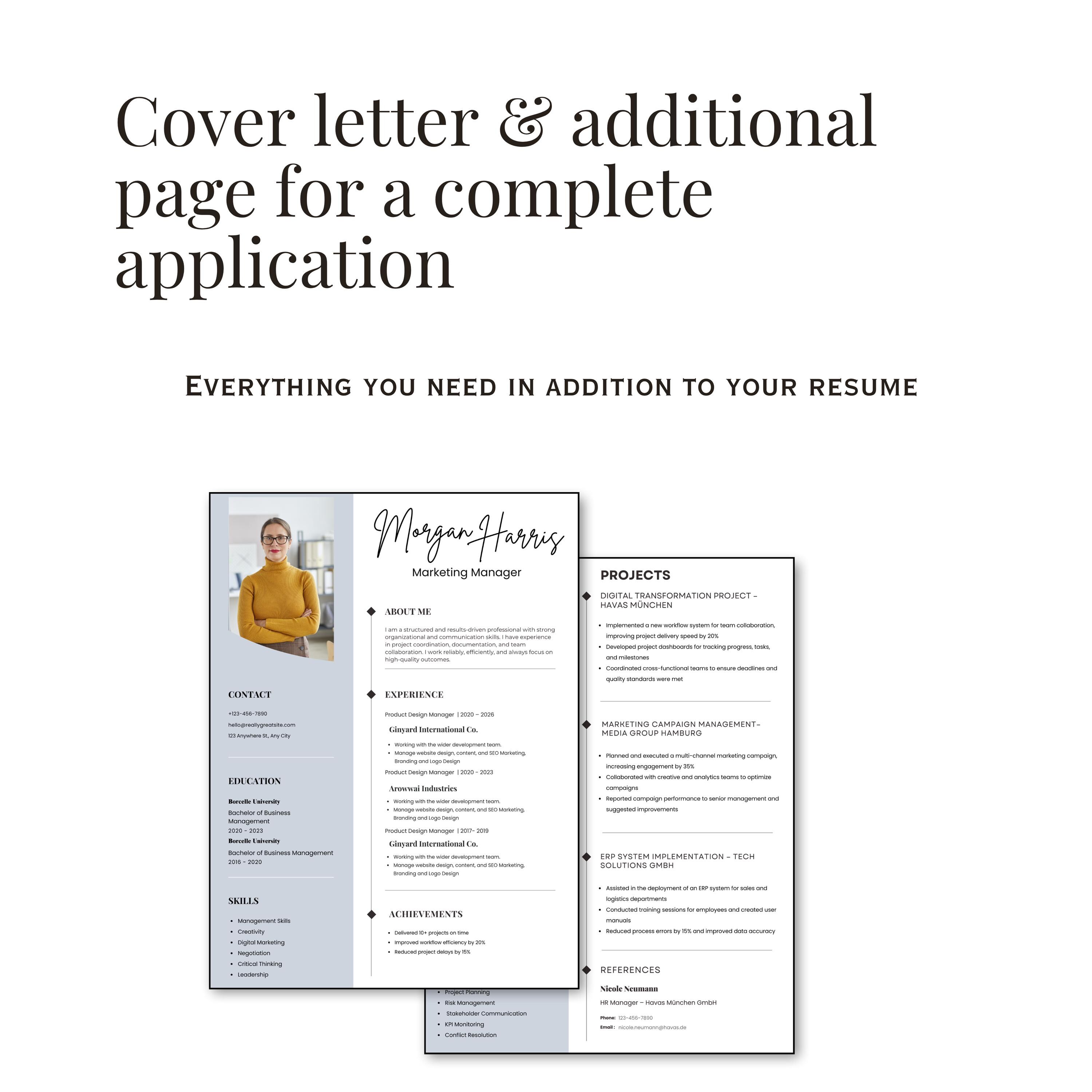 Resume Template Canva ATS Friendly | 2 Page + Cover Letter | Modern ...