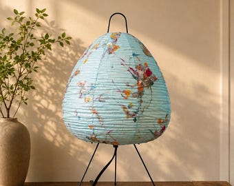 Japanese Style Artisan Paper Lamp, Kozo Fiber Akari Style Bedside Light, Minimalist Decor