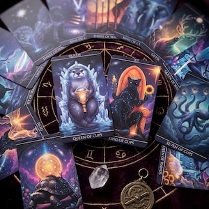 Baraja de Tarot de la Fauna Celestial (Física) / Cartas de Animales Cósmicos / Lecturas Espirituales / RA - Diseños Ilustrados Únicos