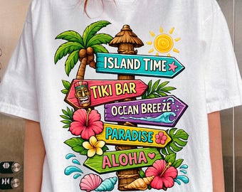 Tropical Sign Post Png, Hawaiian Luau Sublimation Design, Tiki Bar Island Time Clipart, Summer Beach Vacation Digital Download