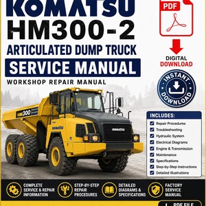 Manual de taller del camión volquete articulado Komatsu HM300-2 (descarga digital en PDF)