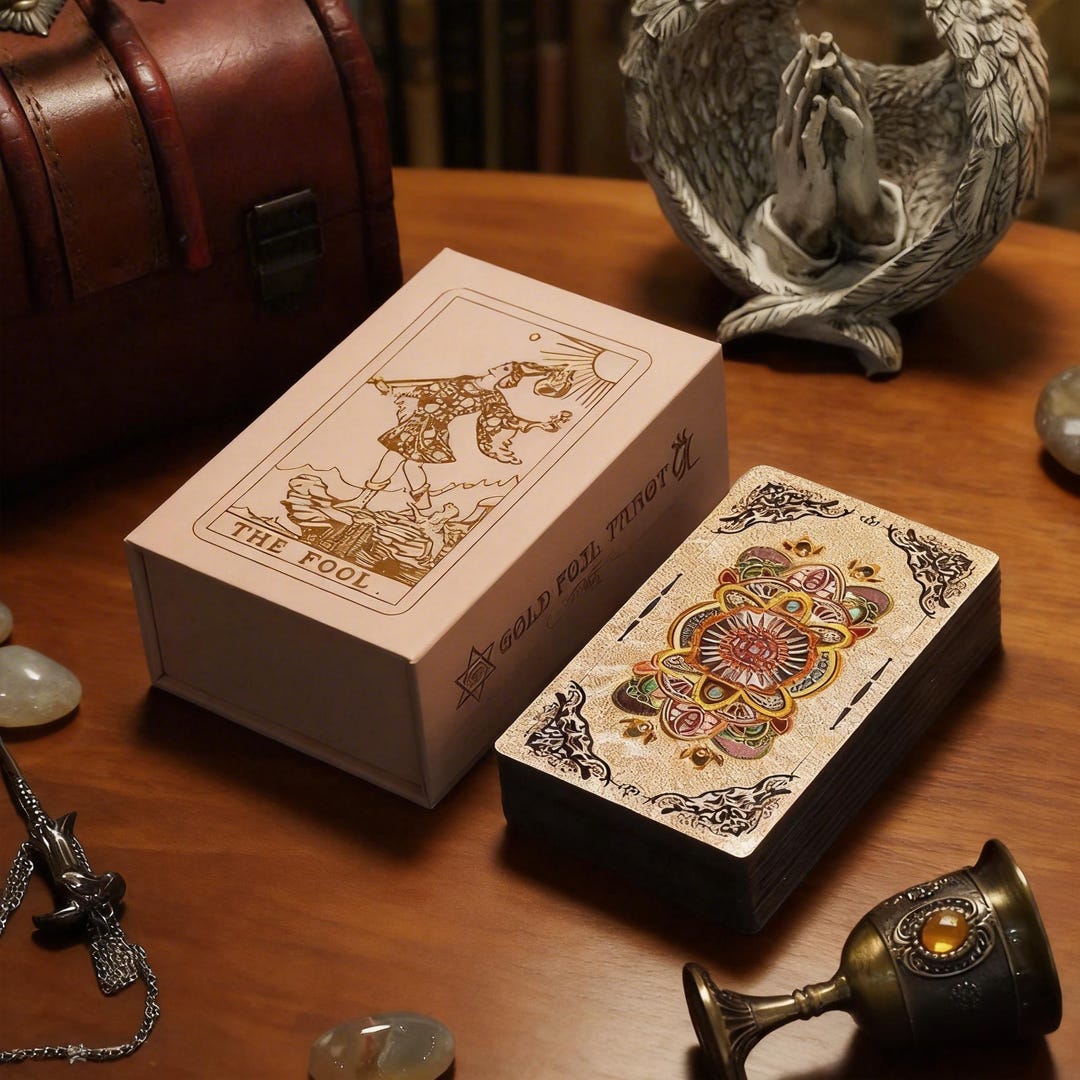Elegant Gold Foil Tarot Deck With Pink Box, Vintage Rider Waite Style ...