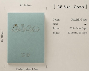 Boocha x Crena A5 Notebook - Blank - Fountain Pen Friendly Paper - 84 gsm