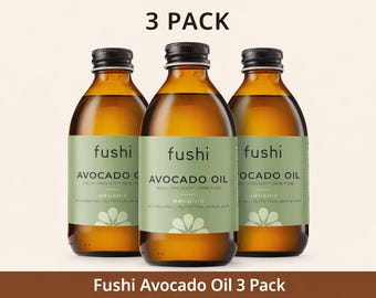 Fushi Avocado Oil 3 Pack | Organic Cold Pressed Avocado Oil | 100% Pure Natural Oil for Skin, Hair & Cooking | Multipack Value Bundle